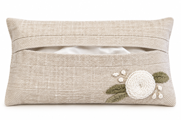 Embroidered Linen Tissue Holder